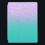 Stijlvolle mermaid lavender glitter turkooise ombr iPad pro cover<br><div class="desc">Stijlvolle,  girale,  faux paarse lavender mermaid glitter ombre modern heldere turquoise background.</div>