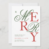 Stijlvolle Merry Typografie Feestelijke Kerstparty Kaart (Voorkant)