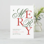 Stijlvolle Merry Typografie Feestelijke Kerstparty Kaart (Staand voorkant)