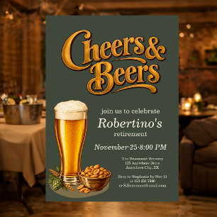 Stijlvolle messing vintage Cheers & Beers pensioen Kaart