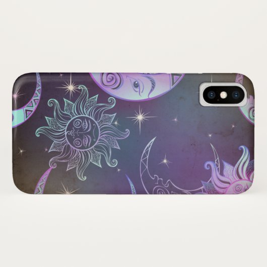 Stijlvolle, met de hand getekende zon Moon gezicht Case-Mate iPhone Case (Achterkant (horizontaal))