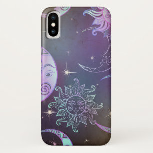 Stijlvolle, met de hand getekende zon Moon gezicht Case-Mate iPhone Case