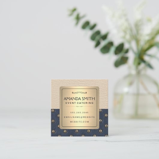 Stijlvolle metalen gouden lijst | Bekledingsleer Vierkante Visitekaartje (Staand voorkant)