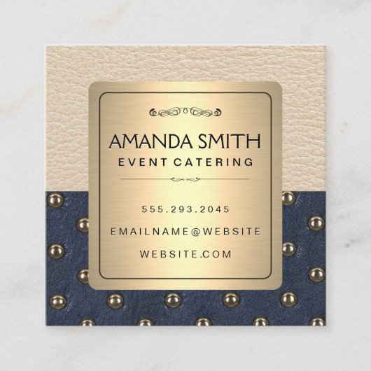 Stijlvolle metalen gouden lijst | Bekledingsleer Vierkante Visitekaartje (Voorkant)