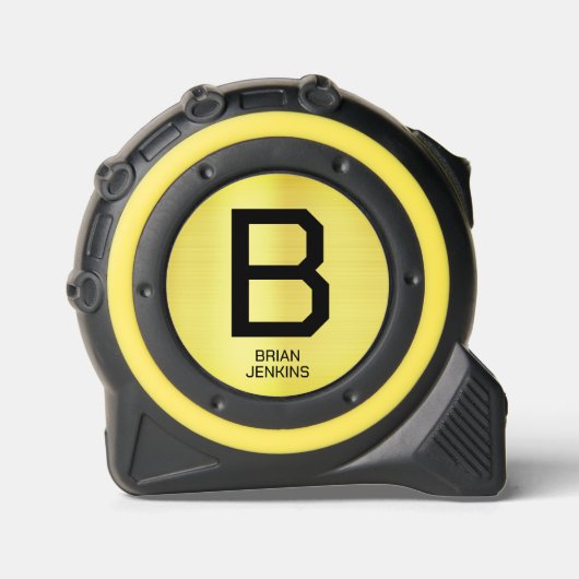 Stijlvolle Metallic Goud Monogram Naam Rolmaat (Voorkant)