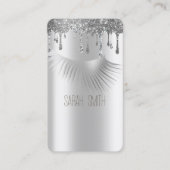 Stijlvolle Metallic Silver Glitter druppelt wimper Visitekaartje (Voorkant)