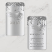 Stijlvolle Metallic Silver Glitter druppelt wimper Visitekaartje (Voorkant / Achterkant)