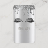 Stijlvolle Metallic Silver Glitter druppelt wimper Visitekaartje (Voorkant)