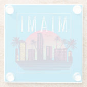 Stijlvolle Miami Florida Retro City Logo Glazen Onderzetter (Achterkant)