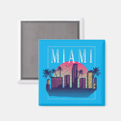 Stijlvolle Miami Florida Retro City Logo Magneet (Voorkant / Achterkant)