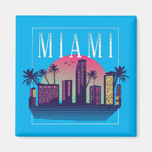 Stijlvolle Miami Florida Retro City Logo Magneet