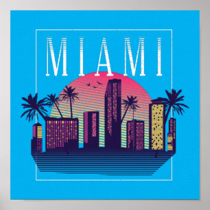Stijlvolle Miami Florida Retro City Logo Poster