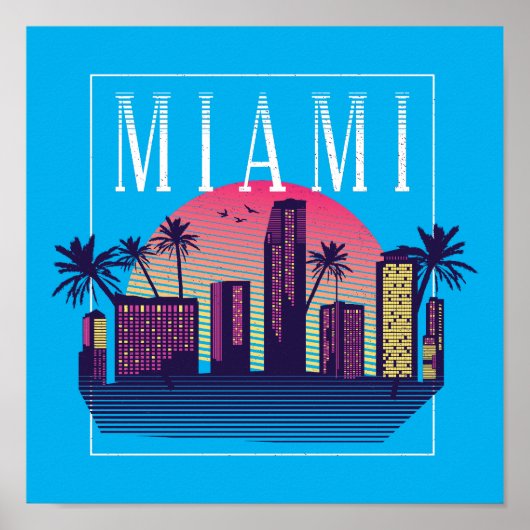 Stijlvolle Miami Florida Retro City Logo Poster (Voorkant)