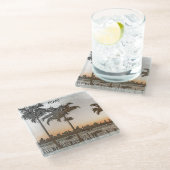 Stijlvolle Miami Florida Skyline Glazen Onderzetter (Schuin)