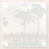 Stijlvolle Miami Florida Skyline Glazen Onderzetter (Achterkant)