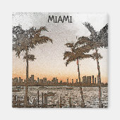 Stijlvolle Miami Florida  Skyline Magneet (Voorkant)