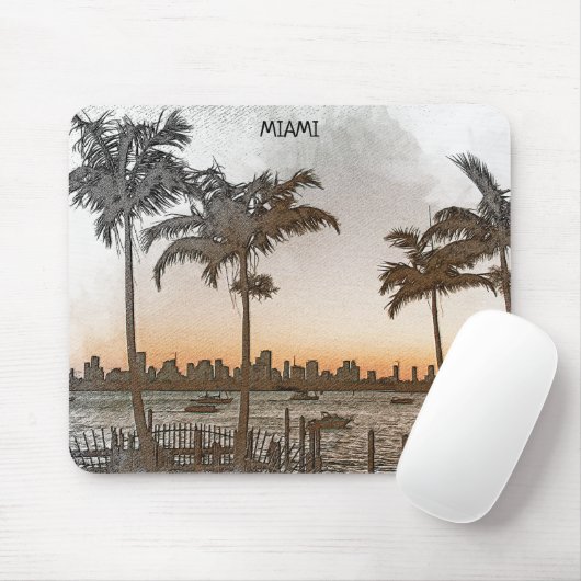 Stijlvolle Miami Florida  Skyline Muismat (Met muis)