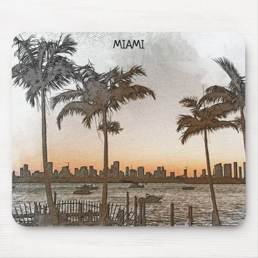 Stijlvolle Miami Florida  Skyline Muismat (Voorkant)