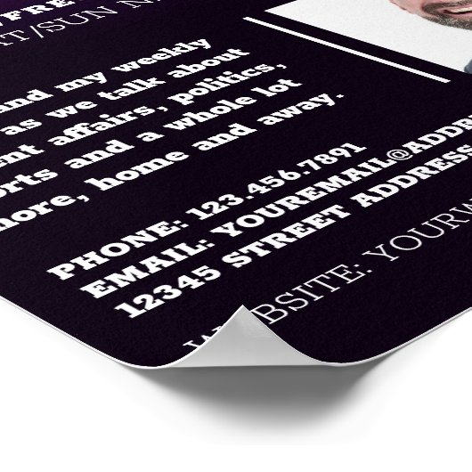 Stijlvolle microfoon, poocaster, podcast Advertere Poster (Hoek)