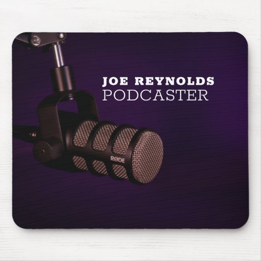 Stijlvolle microfoon, poocaster, podcast muismat (Voorkant)