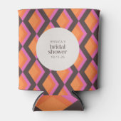 Stijlvolle Mid Century Mod Roze Bruine Bruiloftsbo Blikjeskoeler (Voorkant)