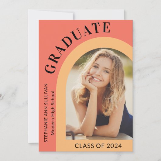 Stijlvolle middelbare school Afstuderen foto Aankondiging (Voorkant)