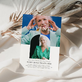 Stijlvolle minifoto 70ste verjaardag kaart