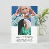 Stijlvolle minifoto 70ste verjaardag kaart (Staand voorkant)