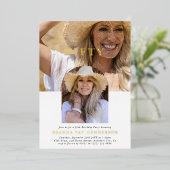 Stijlvolle minifoto FIFTY 50th Birthday Folie Uitnodiging (Staand Voorkant)