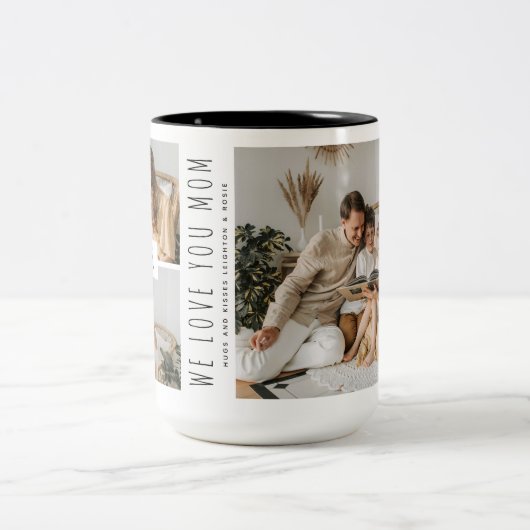 Stijlvolle minimaal 3 Afbeelding mam aandenken Tweekleurige Koffiemok (Center)