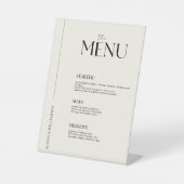 Stijlvolle minimaal oud geld zwart bruiloft menu reclamebord met voetstuk (Voorkant)