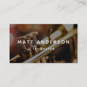 Stijlvolle Minimaal Trompet Grijs Muzikant Visitekaartje (Voorkant)