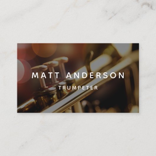 Stijlvolle Minimaal Trompet Grijs Muzikant Visitekaartje (Voorkant)
