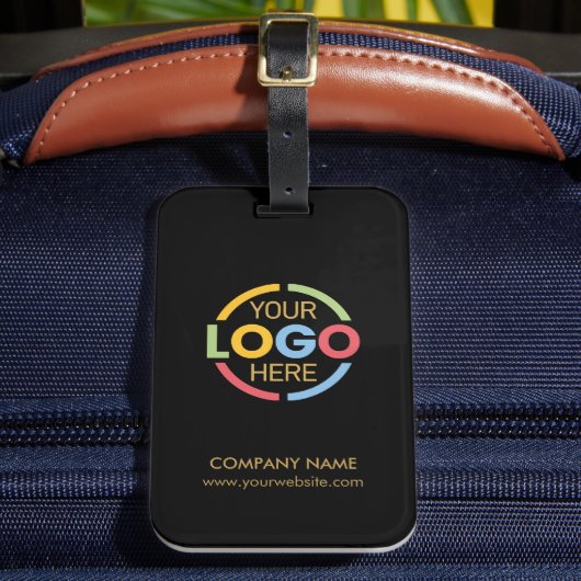 Stijlvolle Minimal Black Gold Business Logo Travel Bagagelabel (Voorkant Insitu 2)