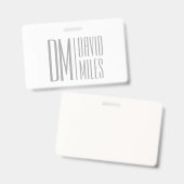 Stijlvolle minimal & Modern Grey Initialen & Naam  Badge (Front & Back)