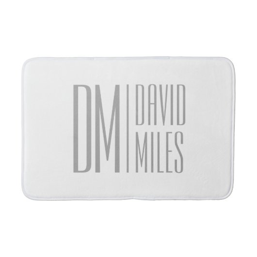 Stijlvolle minimal & Modern Grey Initialen & Naam  Badmat (Voorkant)