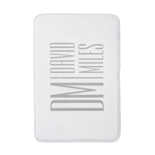 Stijlvolle minimal & Modern Grey Initialen & Naam  Badmat (Voorkant Verticaal)