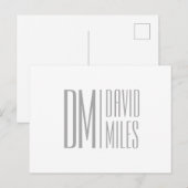 Stijlvolle minimal & Modern Grey Initialen & Naam Briefkaart (Voorkant / Achterkant)