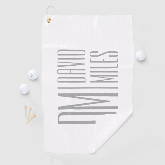 Stijlvolle minimal & Modern Grey Initialen & Naam  Golfhanddoek (Insitu)