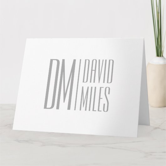 Stijlvolle minimal & Modern Grey Initialen & Naam  Kaart (Voorkant)