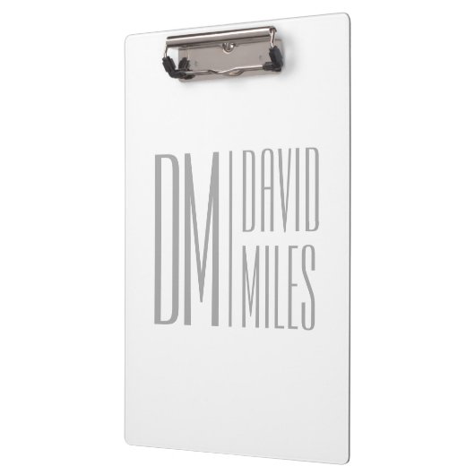 Stijlvolle minimal & Modern Grey Initialen & Naam  Klembord (Links)