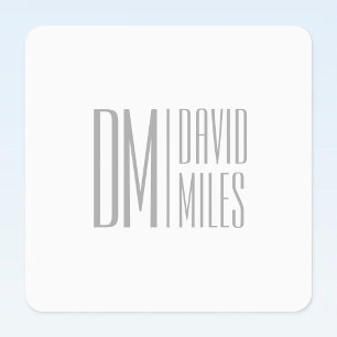 Stijlvolle minimal & Modern Grey Initialen & Naam Labels