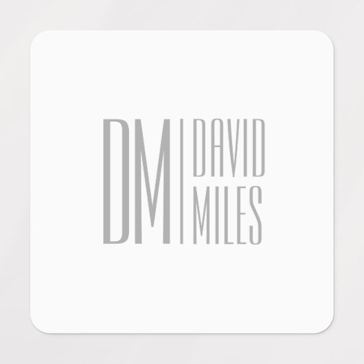 Stijlvolle minimal & Modern Grey Initialen & Naam Labels (Design 3)