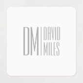 Stijlvolle minimal & Modern Grey Initialen & Naam  Labels (Design 2)