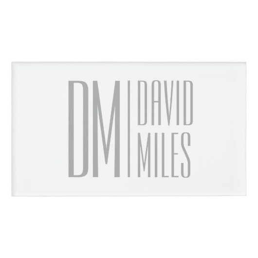 Stijlvolle minimal & Modern Grey Initialen & Naam  Naambadge (Voorkant)