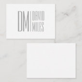 Stijlvolle minimal & Modern Grey Initialen & Naam  Notitiekaartje (Voorkant / Achterkant)
