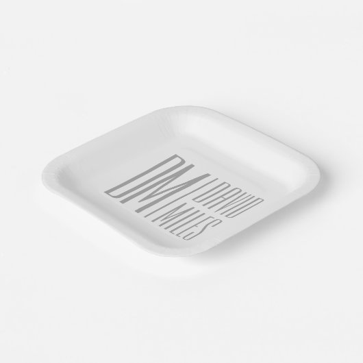 Stijlvolle minimal & Modern Grey Initialen & Naam  Papieren Bordje (Gebogen)