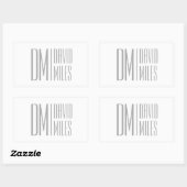 Stijlvolle minimal & Modern Grey Initialen & Naam Rechthoekige Sticker (Vel)