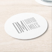 Stijlvolle minimal & Modern Grey Initialen & Naam  Ronde Kartonnen Onderzetter (Gebogen)