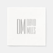 Stijlvolle minimal & Modern Grey Initialen & Naam  Servet (Voorkant)